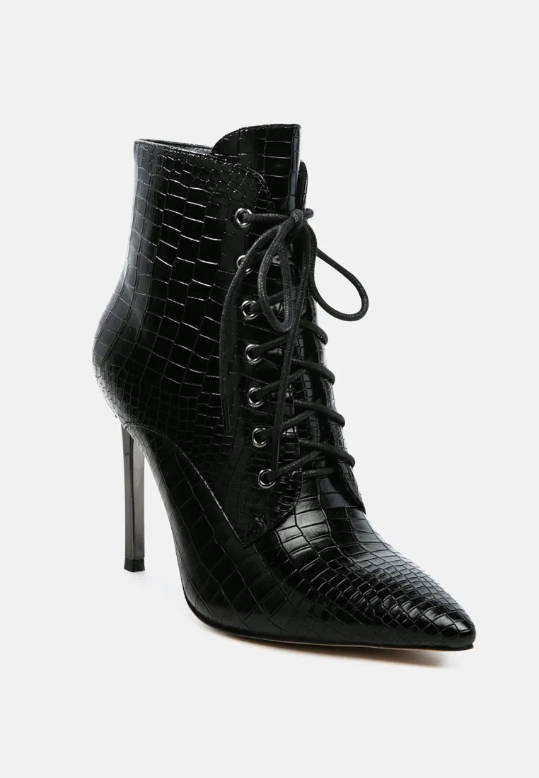 Escala Croc Stiletto Ankle Boots By Ruw