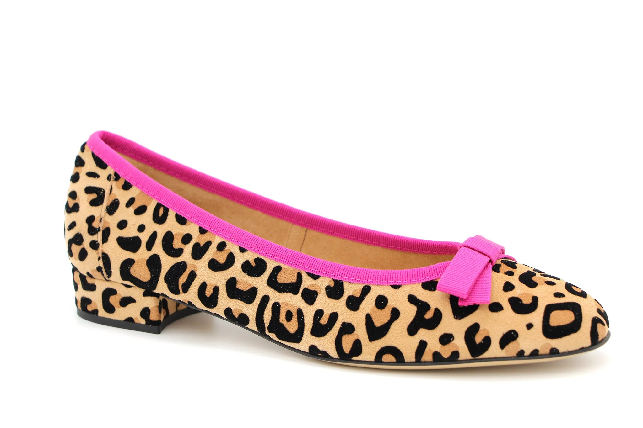 Fabucci Leopard Print Ballet Flat Pink Piping