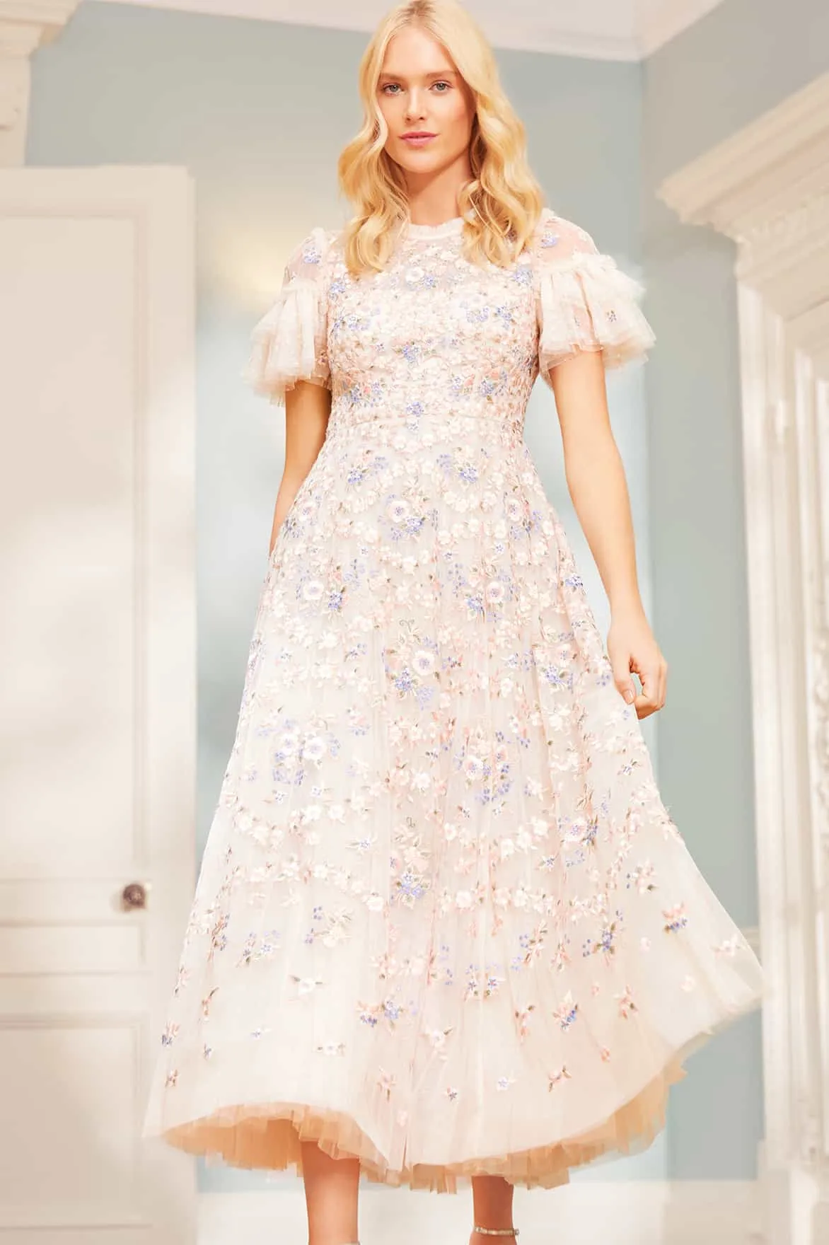 Floral Waltz Ankle Gown