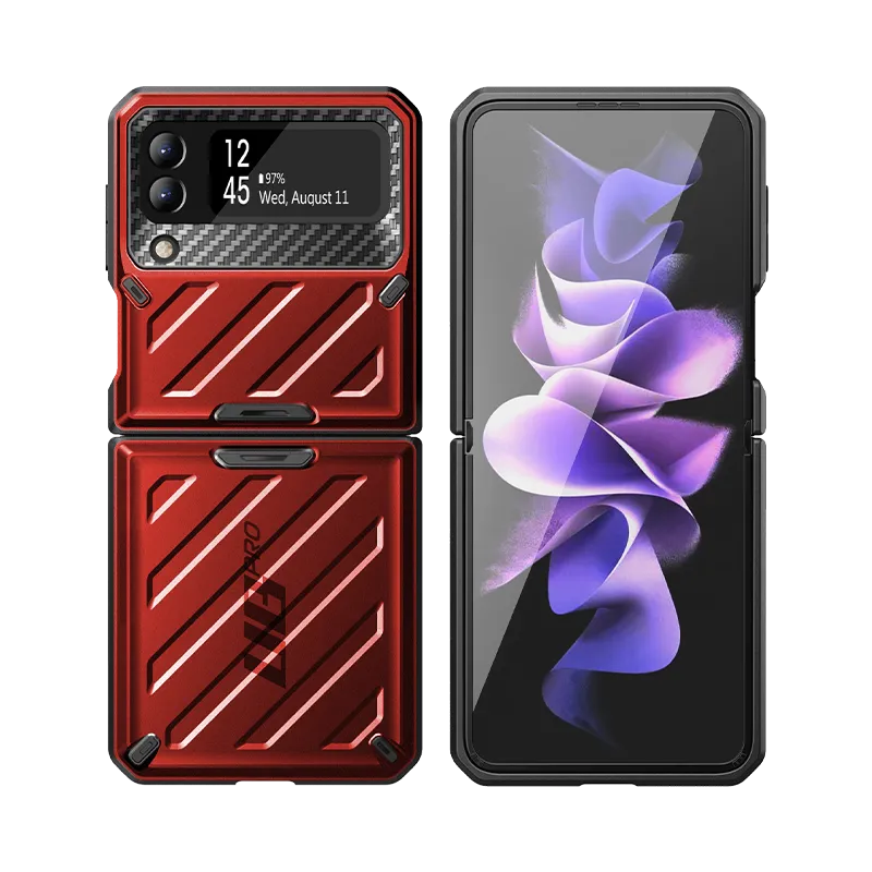 Galaxy Z Flip3 Unicorn Beetle PRO Rugged Case with Belt Clip-Metallic Red