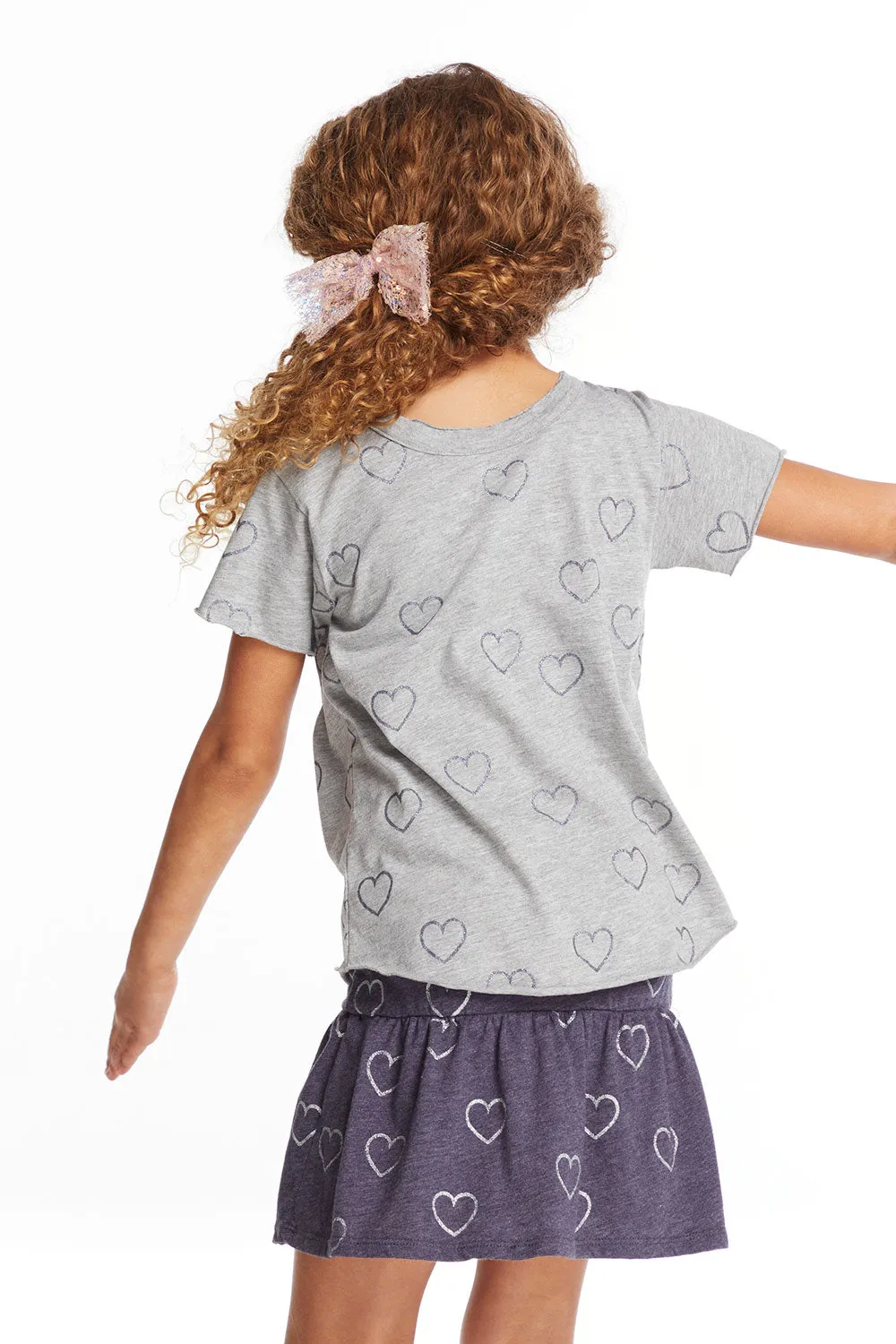 Glitter Hearts Girls Crew Neck Tee