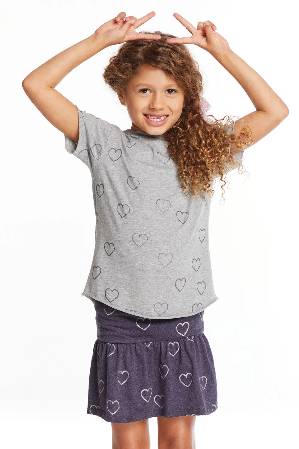 Glitter Hearts Girls Crew Neck Tee