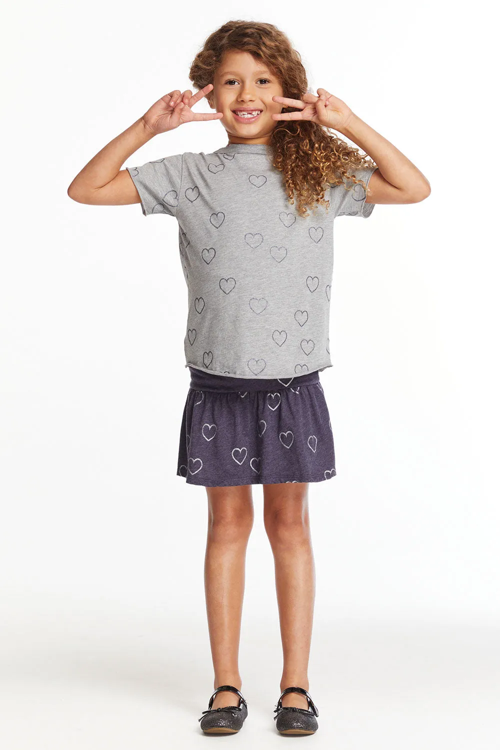 Glitter Hearts Girls Crew Neck Tee