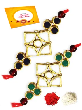 Gold-Plated Kundan Rakhi Set of 2