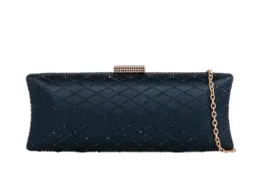 Koko TL2879 Navy Solid Frame Clutch Bag with Sparkle