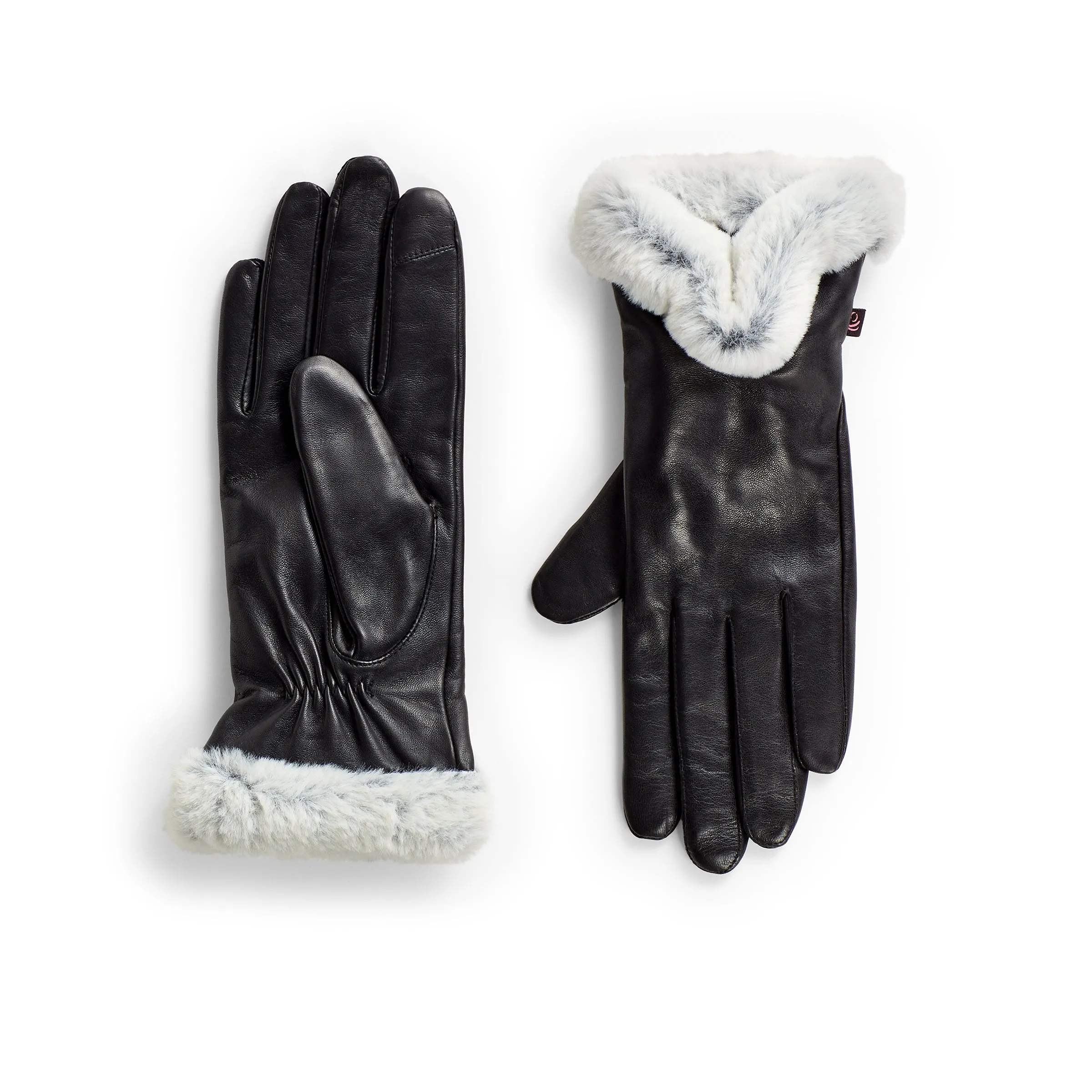 Leather Glove with Faux Fur Cuff