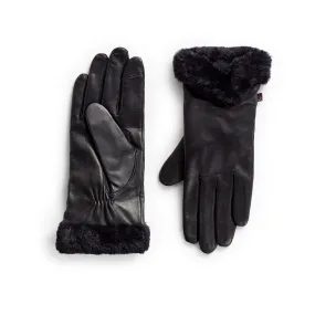 Leather Glove with Faux Fur Cuff