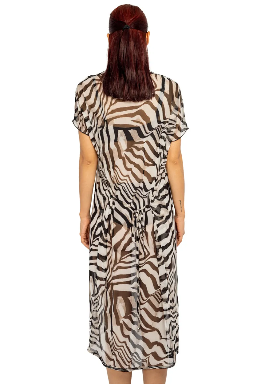 LONG DUSTER WITH TIE BELT - ANIMAL PRINT