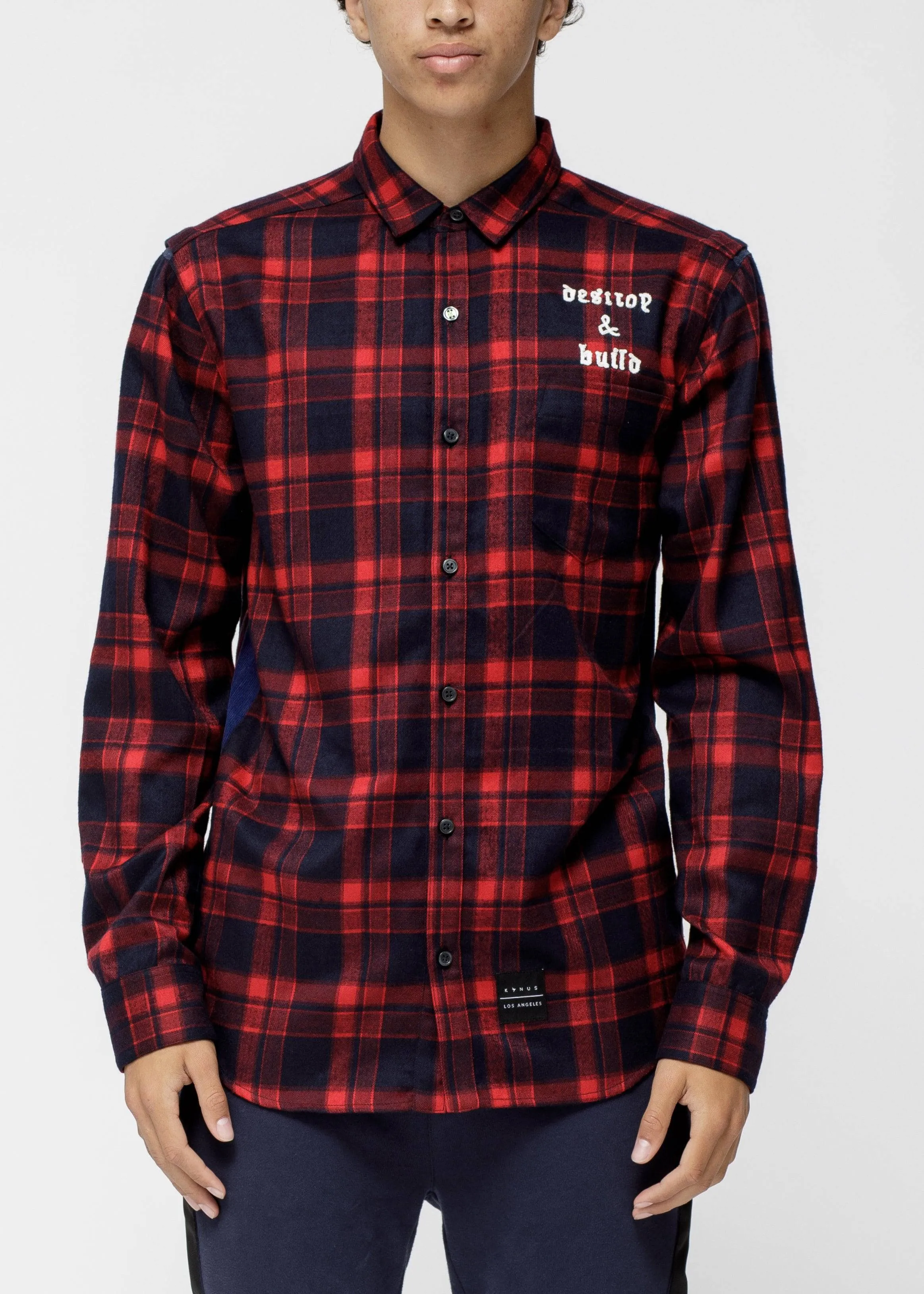 Men's Side Panel Flannel Shirt In Red