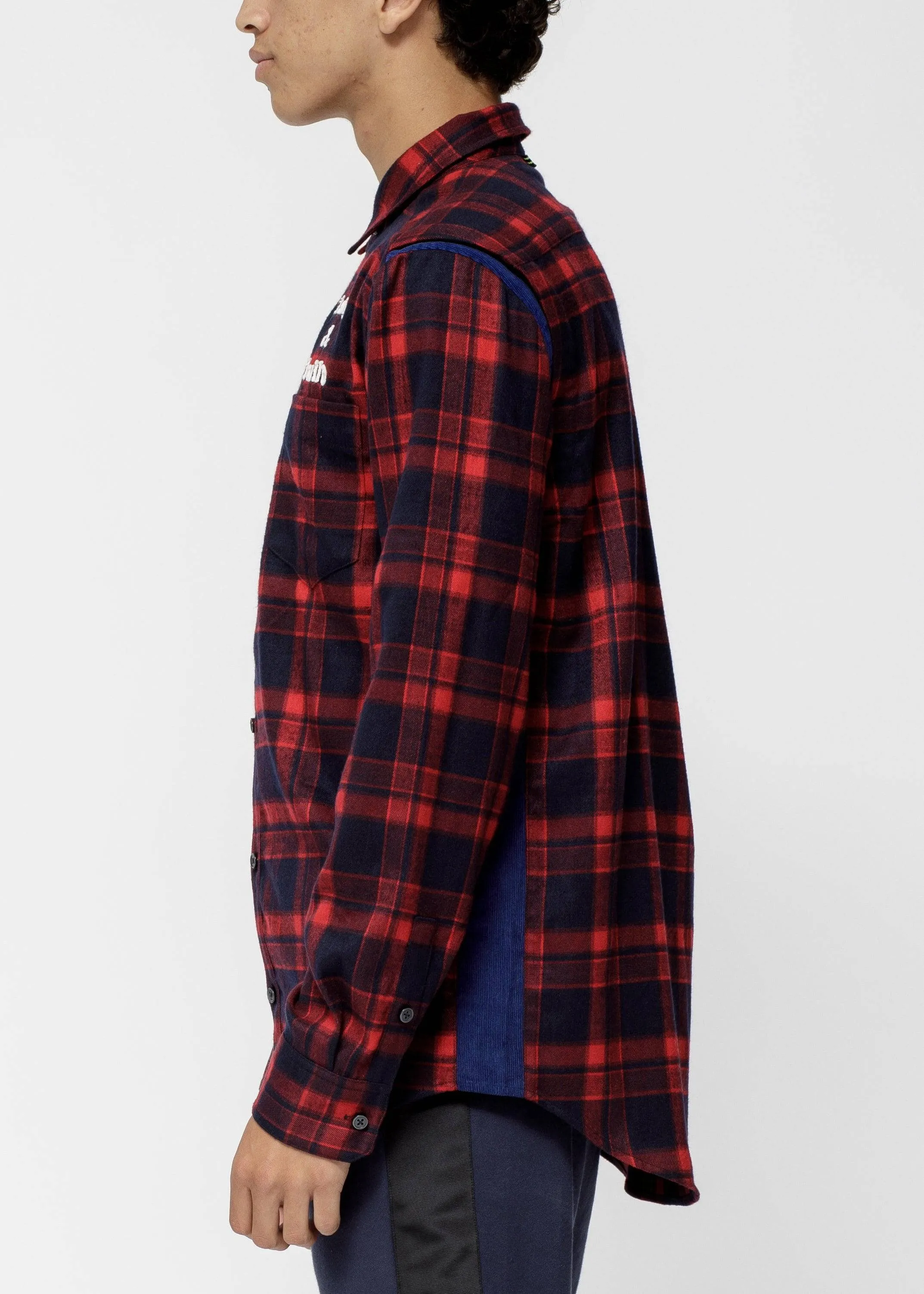 Men's Side Panel Flannel Shirt In Red