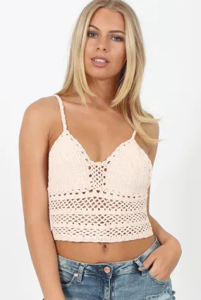 Nude Crochet Crop Top - Beyonce