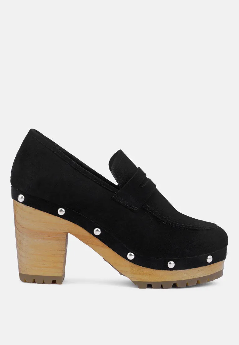 OSAGE Black Clogs Loafers in Fine Suede