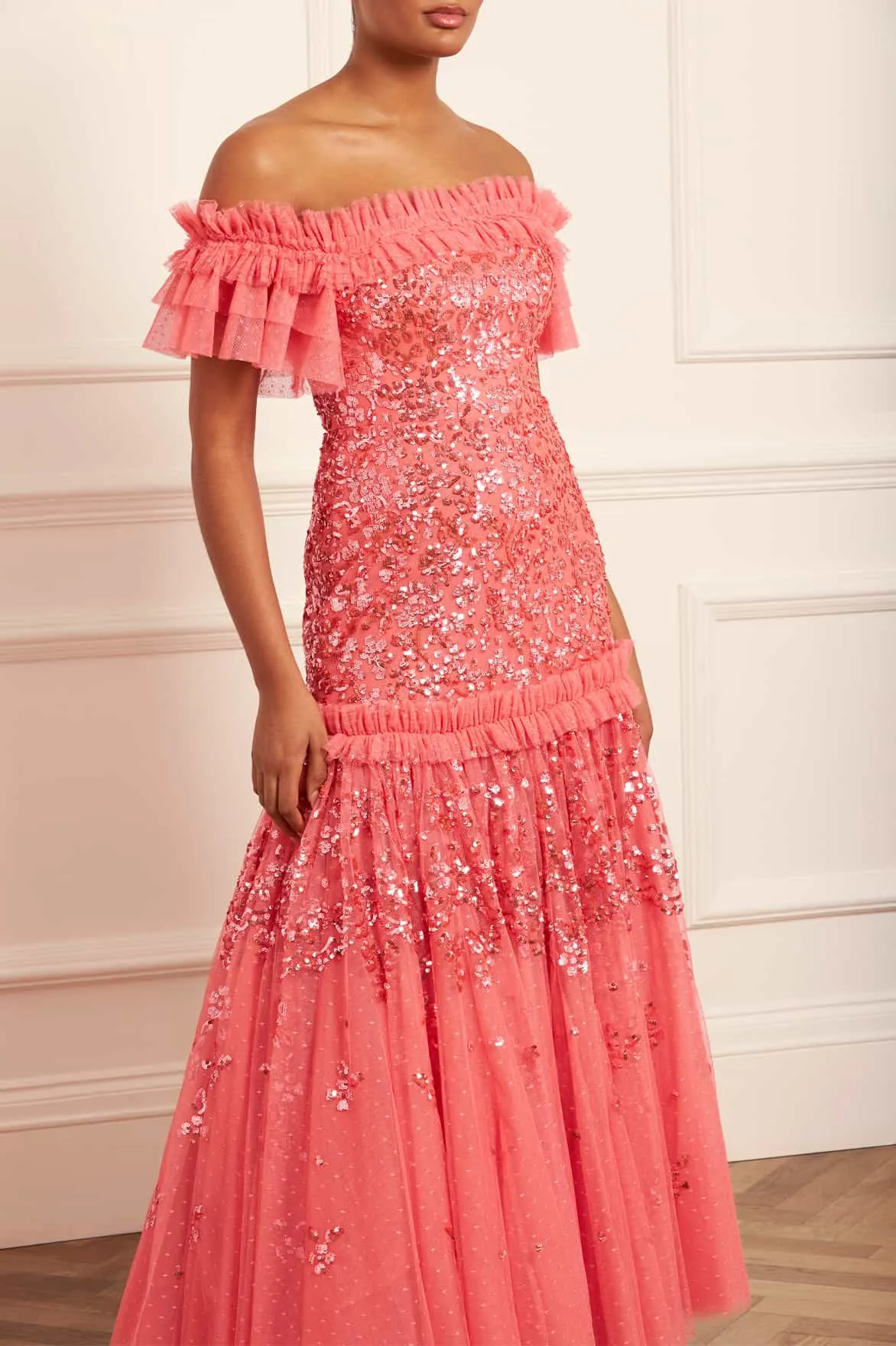 Regal Rose Off-Shoulder Gown