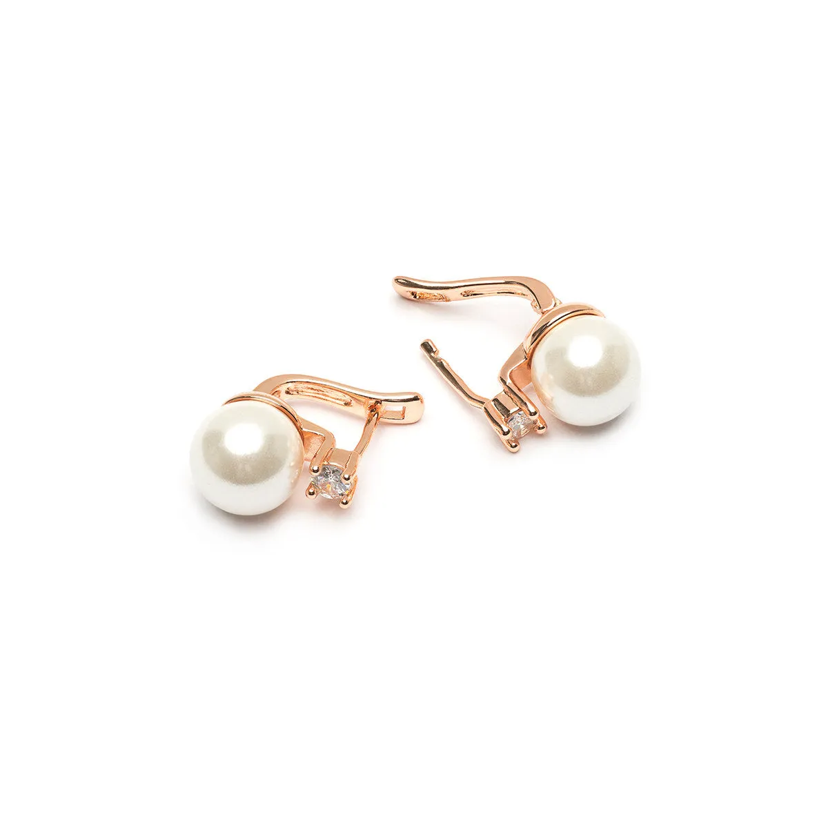 Rose Gold Pearl & Crystal Earrings