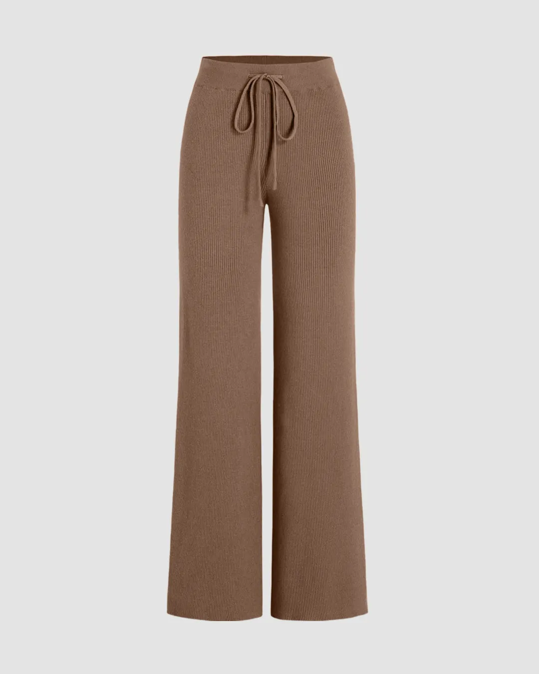 Set Of Two: Summer Trouser In Brown With Long Sleeve Crop Top