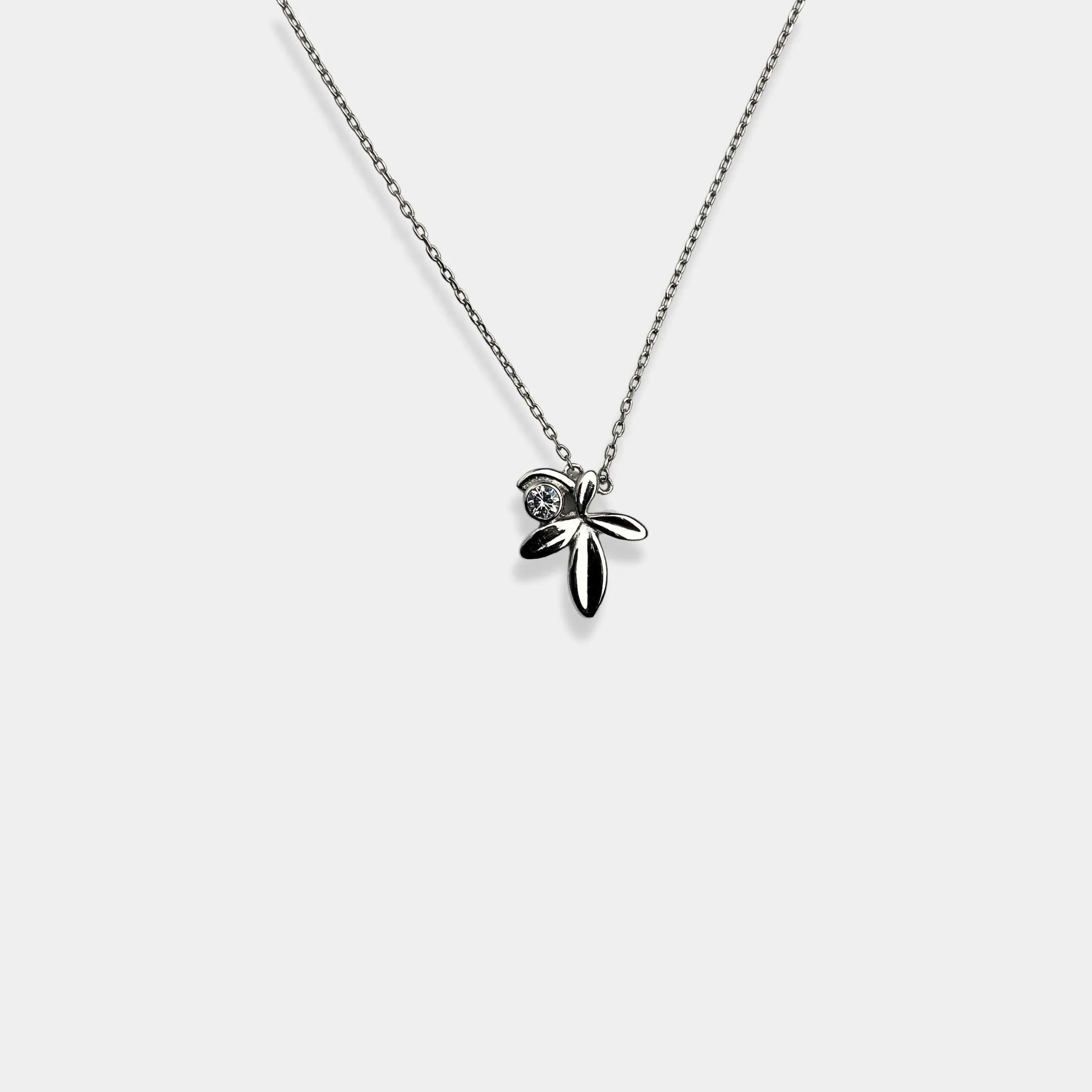 silver Crystal Petal Necklace