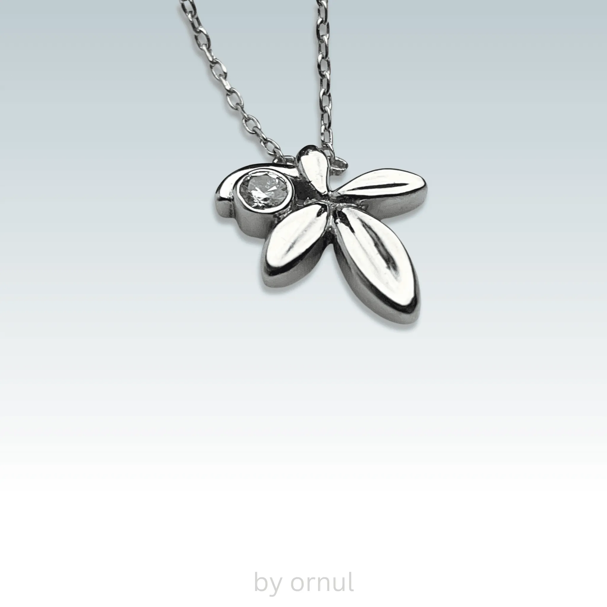 silver Crystal Petal Necklace