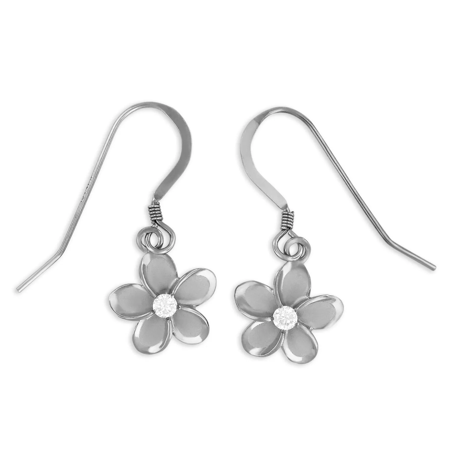 Sterling Silver 11mm Plumeria Dangle Earrings