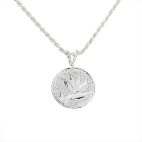 Sterling Silver Bird of Paradise Engraved Circle Pendant (Chain Sold Separately)