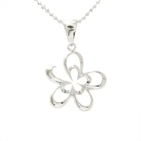 Sterling Silver Double Plumeria Outline Pendant (Chain Sold Separately)