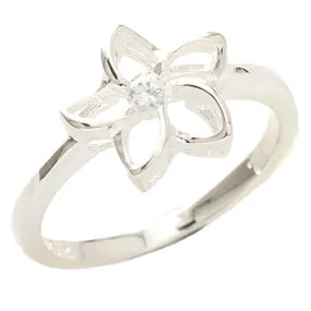 Sterling Silver Floating 12mm Plumeria with CZ Ring