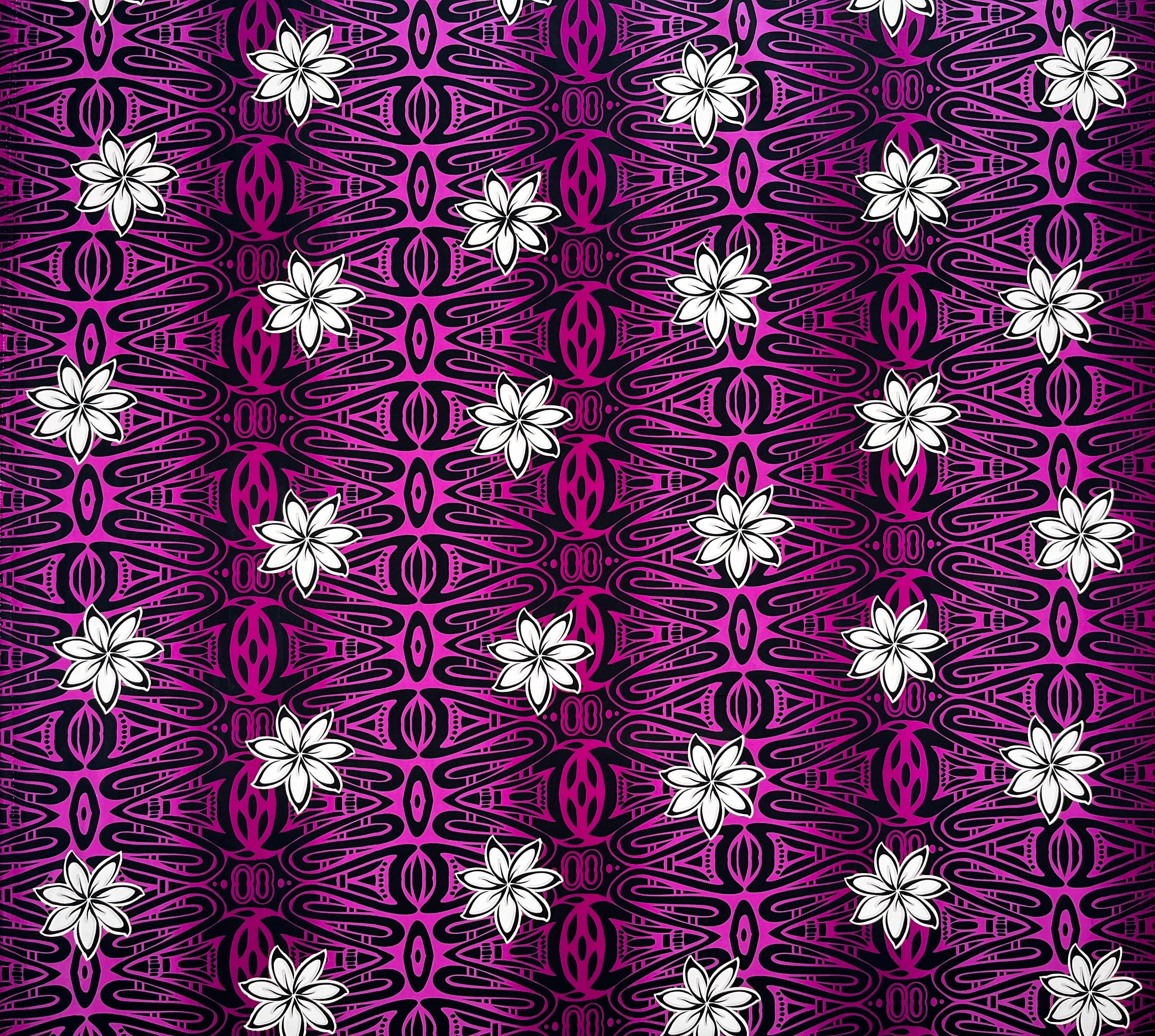 Tiare Polynesian Geometric design Fabric | Cotton