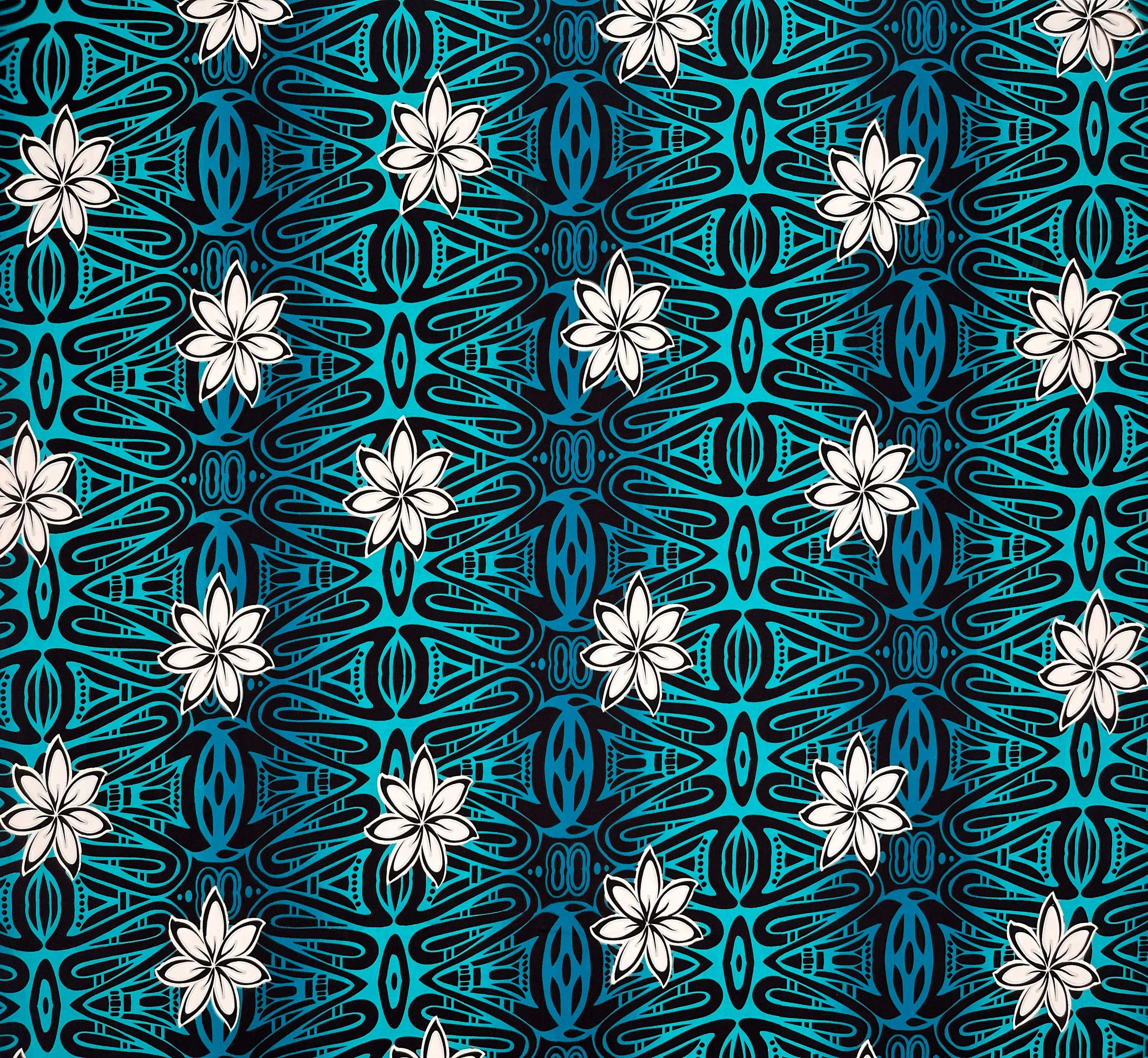 Tiare Polynesian Geometric design Fabric | Cotton