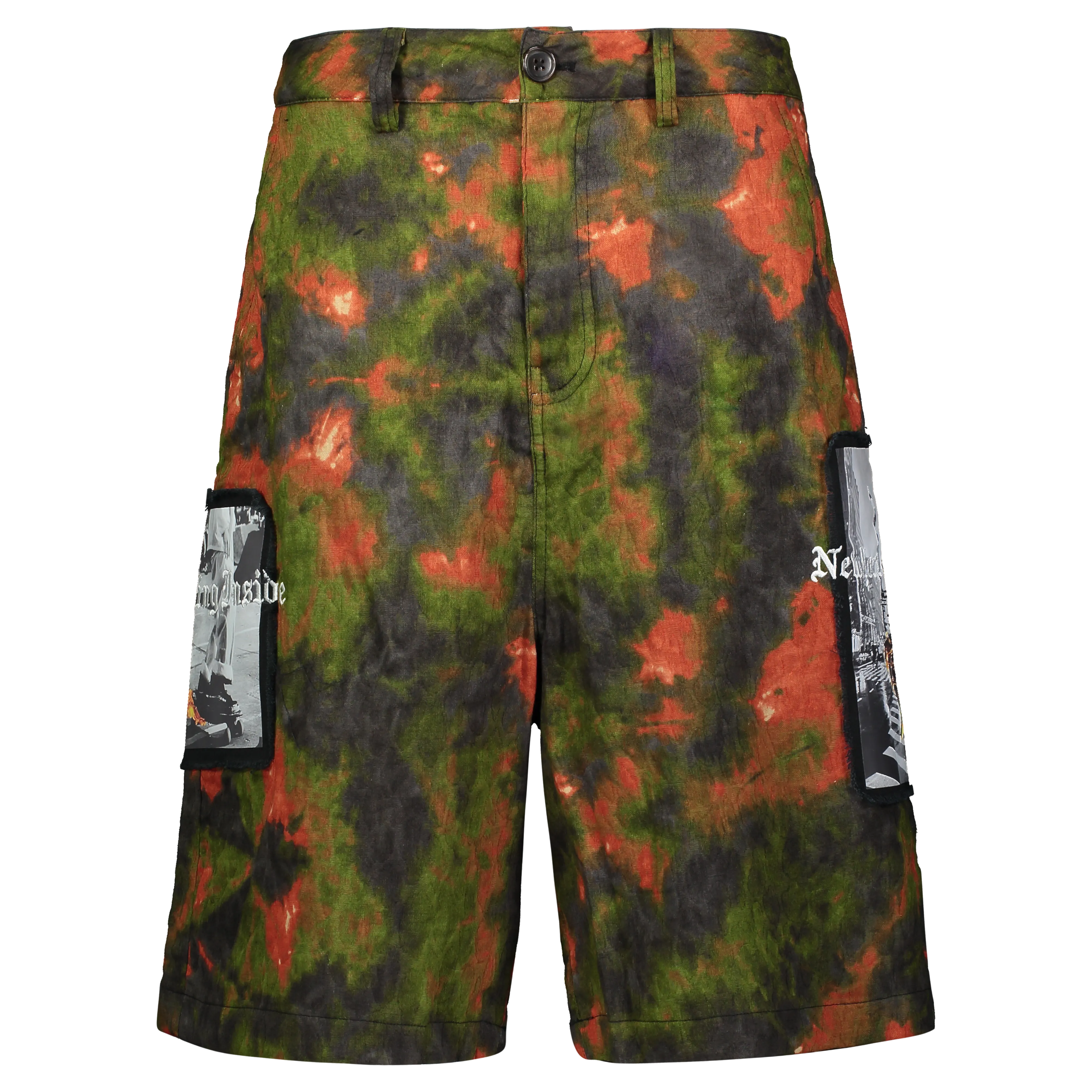 UP IN FLAMES SHORTS GREEN/ORANGE JACQUARD